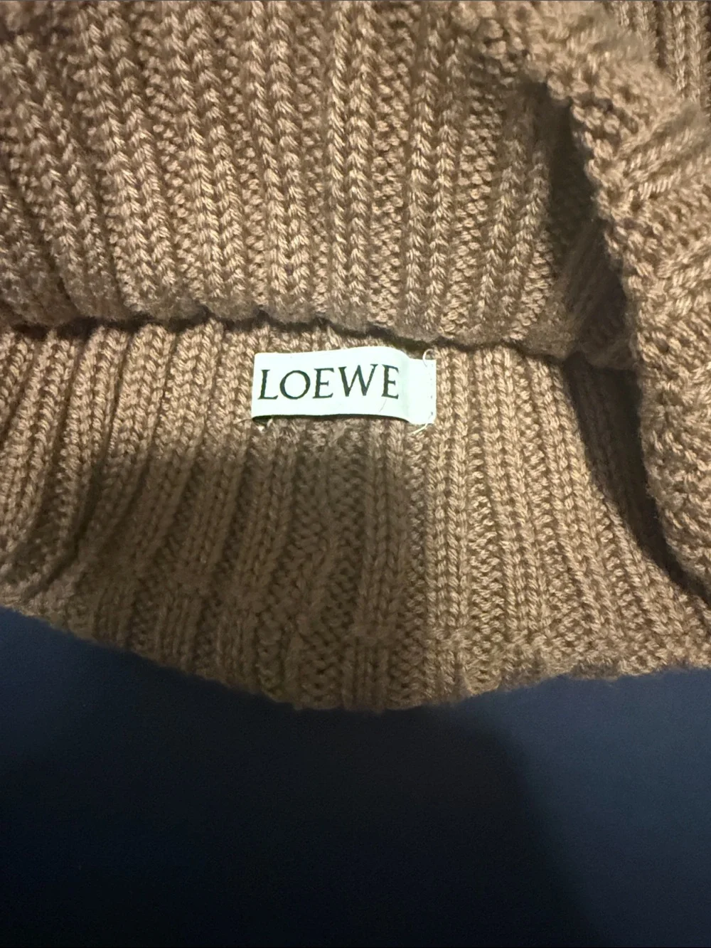 Loewe Ribbed Knit Cuff Beanie in Mauve-Taupe